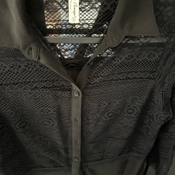 Lace black button down small womens top - Picture 3 of 3